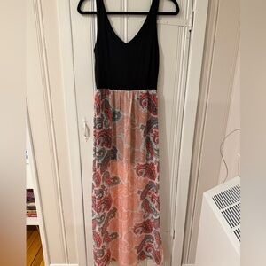 Aqua Black and Paisley Maxi Dress